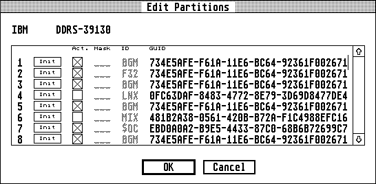 Editing of partition data