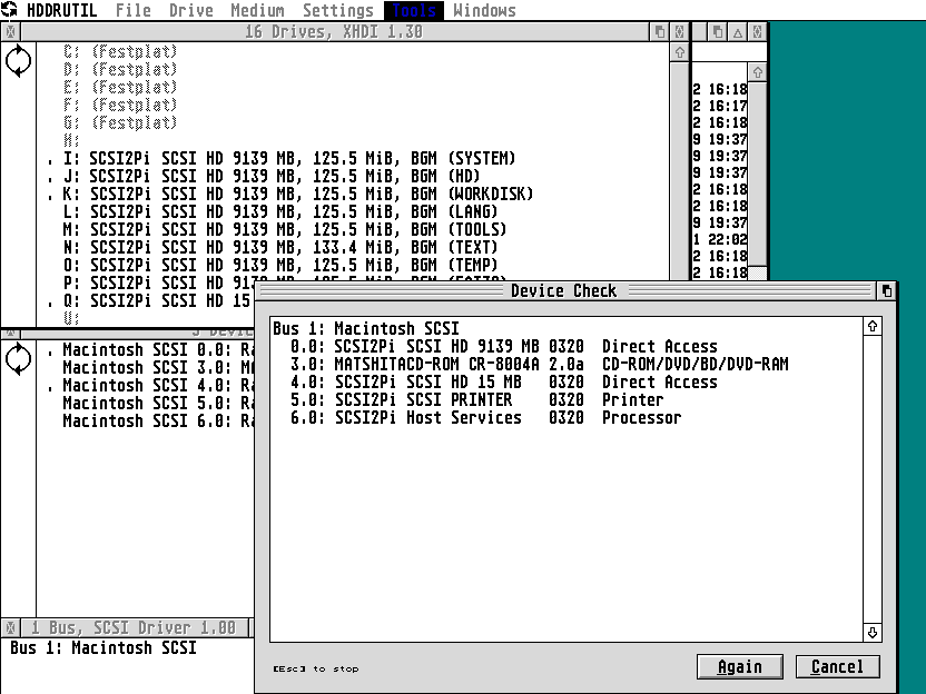 MagiCMaC/HDDRUTIL with SCSI2Pi